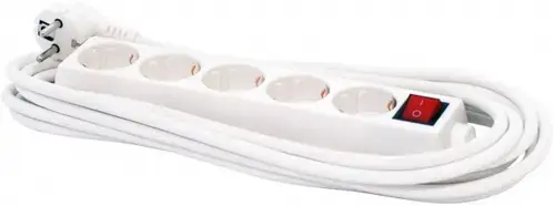 Prelungitor Spacer PP-5-18, 5 prize, 1.8m, prize cu protectie (Alb)