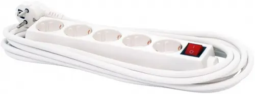Prelungitor Spacer PP-5-18, 5 prize, 1.8m, prize cu protectie (Alb)