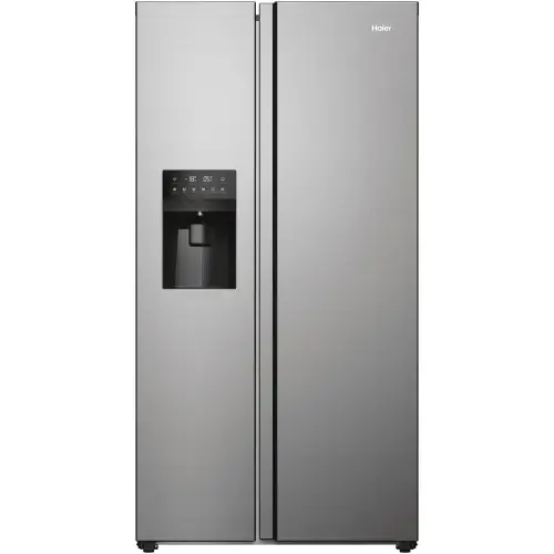 Side by side Haier HSR5918DIMP, 511 L, Total No Frost, Display touch, Dispenser apa si gheata, Clasa D , H 177 cm (Argintiu)