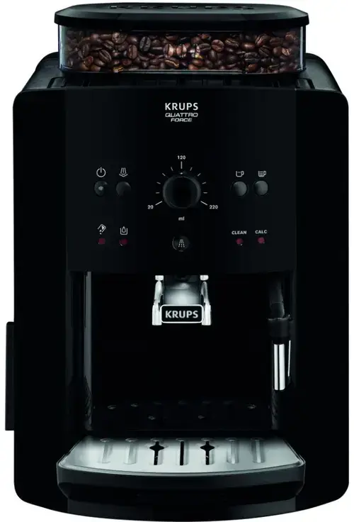 Espressor automat Krups Picto Arabica EA811010, 1450 W, 15 bari, Rezervor boabe 260 g, Rezervor apa 1.7 l, Rasnita 3 nivele (Negru)