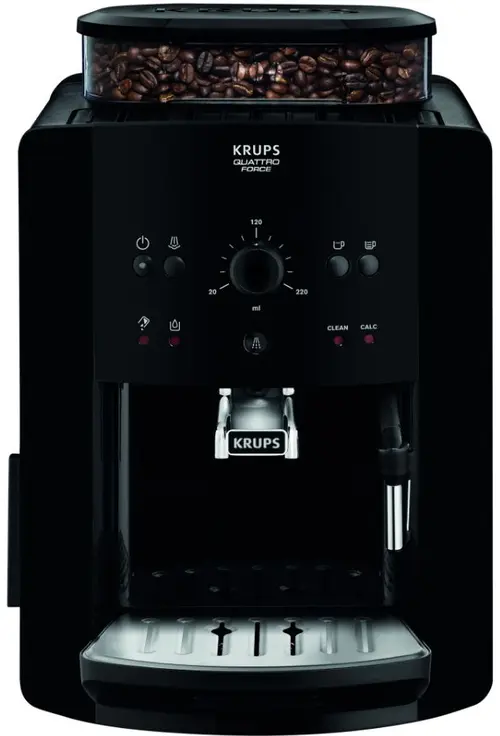 Espressor automat Krups Picto Arabica EA811010, 1450 W, 15 bari, Rezervor boabe 260 g, Rezervor apa 1.7 l, Rasnita 3 nivele (Negru)