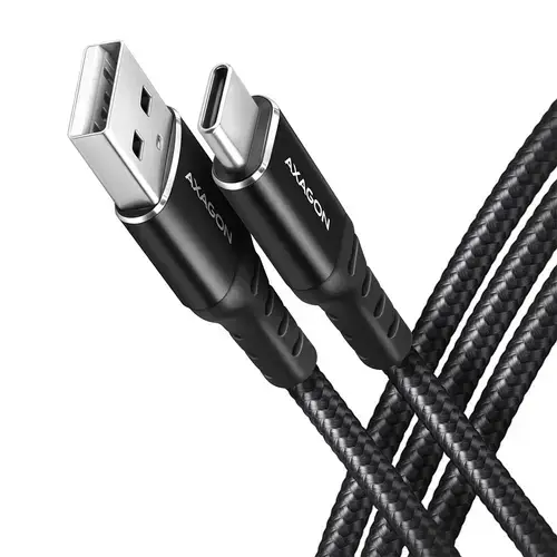 Cablu de date Axagon HQ, USB -A / USB-C, 3A, 100cm, Negru