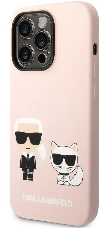 Protectie Spate Karl Lagerfeld Liquid Karl&Choupette MagSafe pentru Apple iPhone 14 Pro Max (Roz)
