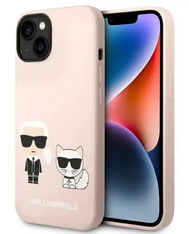 Protectie Spate Karl Lagerfeld Liquid Karl&Choupette MagSafe pentru Apple iPhone 14 Plus (Roz)