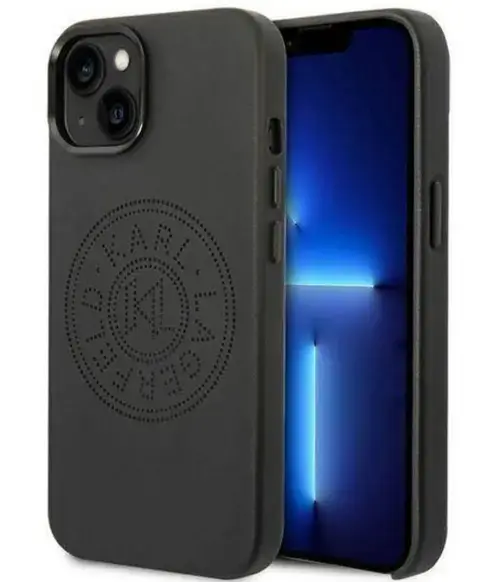 Protectie spate Karl Lagerfeld PU Leather Perforated Logo pentru Apple iPhone 14 Plus (Negru)