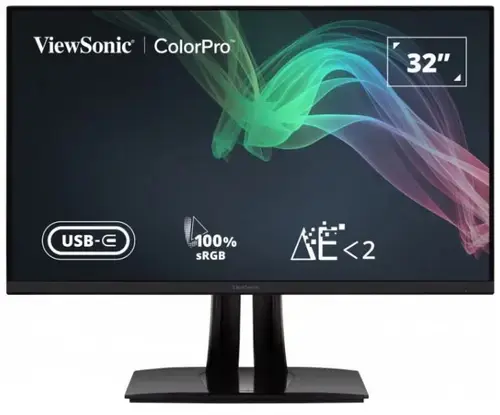 Monitor IPS LED VIEWSONIC 31.5inch VP3256-4K, Ultra HD (3840 x 2160), HDMI, DisplayPort, Adaptive-sync, Pivot, Boxe (Negru)