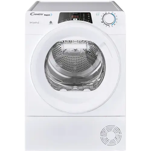 Uscator de rufe Candy Rapido ROE H9A2TE-S, Pompa de caldura, 9 kg, Clasa E, WiFi, Easy case, Senzor uscare, Antisifonare (Alb)