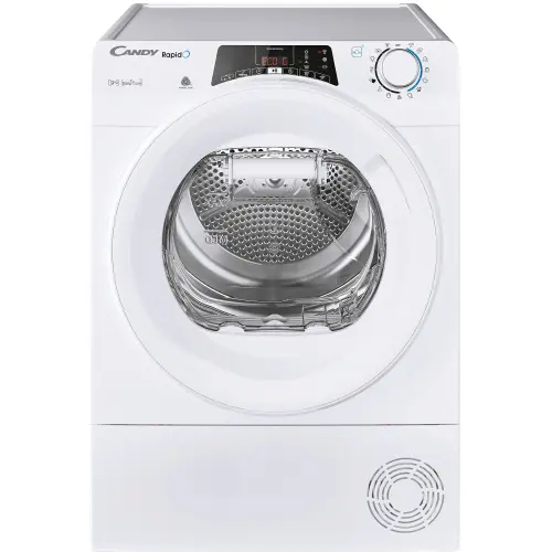 Uscator de rufe Candy Rapido ROE H9A2TE-S, Pompa de caldura, 9 kg, Clasa E, WiFi, Easy case, Senzor uscare, Antisifonare (Alb)