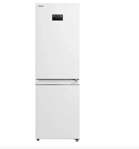 Combina frigorifica Toshiba GR-RB449WE-PMJ(51), No Frost, 338 litri, clasa E, inaltime 185.8 cm, tehnologie Origin Inverter, Alloy Cooling, ecran LED, lumina interioara tip LED, usi reversibile, Alb