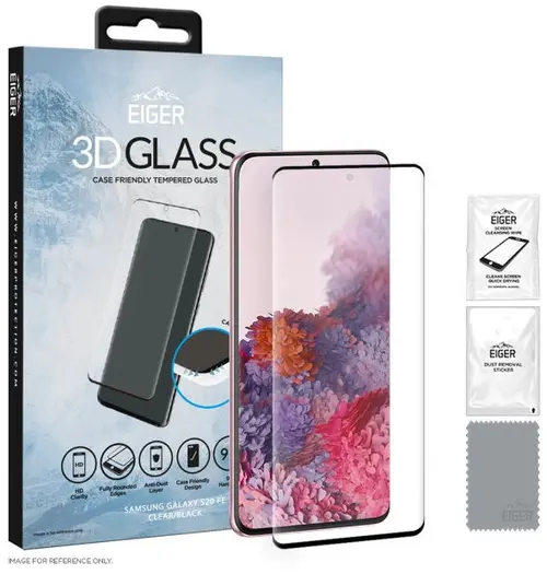 Folie Protectie Sticla Eiger 3D Case Friendly EGSP00667 pentru Samsung Galaxy S20 FE G780 (Negru)