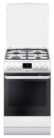 Aragaz mixt HANSA FCMW582109, 4 arzatoare gaz, 50cm, Aprindere electrica (Alb)