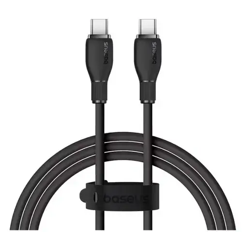 Cablu de date Baseus Pudding Series, 100W, USB-C la USB-C, Fast Charging, 1.2 metri (Negru)
