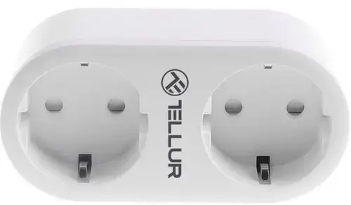 Priza Smart Tellur TLL331061, WiFi, 2 Porturi Schuko, 3680W, 16A, Monitorizarea Energiei (Alb)