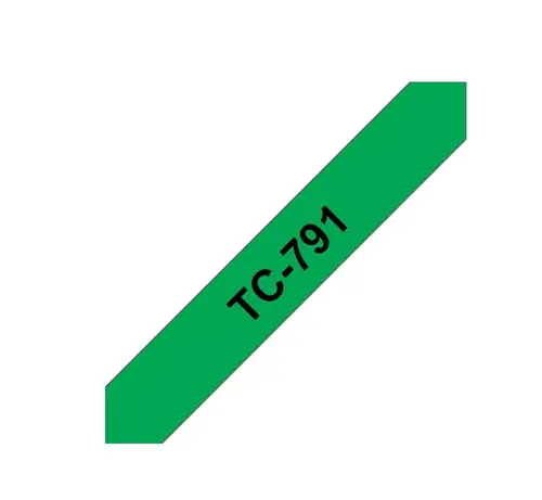 Banda Laminata Brother TC791, 9mm (Negru/Verde)