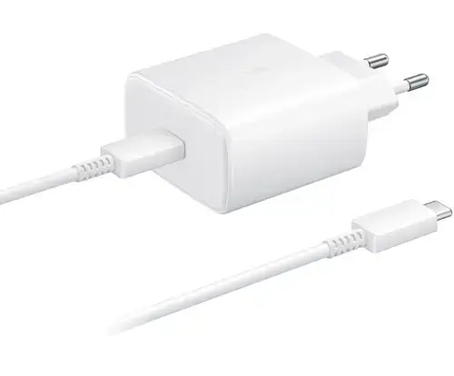 Incarcator Retea cu Cablu USB-C Samsung EP-TA845 + DW767JWE, 45W, 4.05A, 1 x USB-C, GP-PTU020SOFWQ, Bulk (Alb)