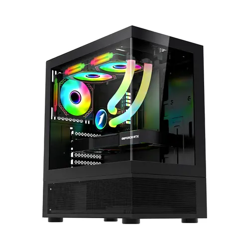 Carcasa 1STPLAYER Gaming MI7-A, Mid Tower, ARGB, Tempered Glass, Sloturi Expansiune 7 (Negru)