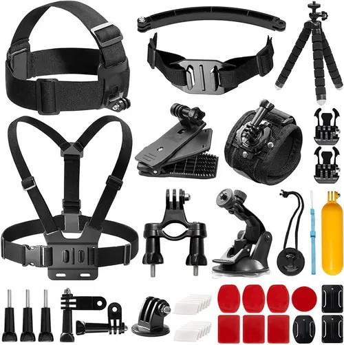 Kit accesorii AKASO SYZ0014-BK-01 – suporti clema si ventuza, telecomanda WiFi, curele, mini trepied, maner plutitor (Negru)