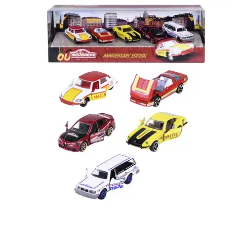 Set 5 masinute metalice Majorette - Aniversare de 60 de ani (Multicolor)