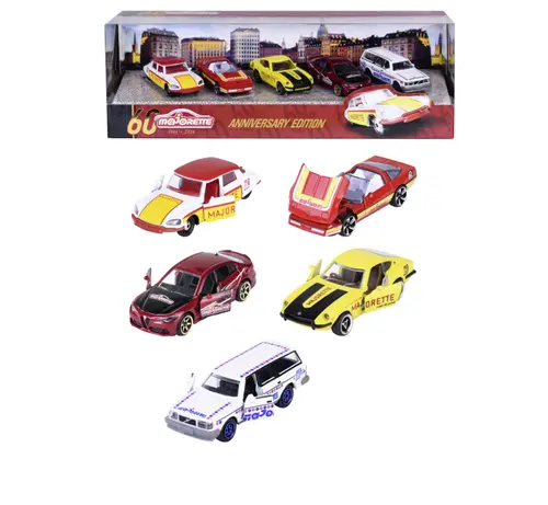 Set 5 masinute metalice Majorette - Aniversare de 60 de ani (Multicolor)