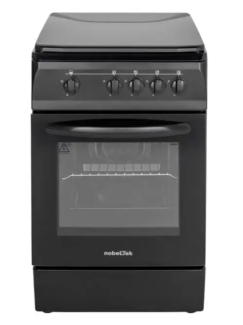 Aragaz NobelTek NLT 5601N/G1, Gaz, 4 arzatoare, Dispozitiv siguranta plita si cuptor (Negru)