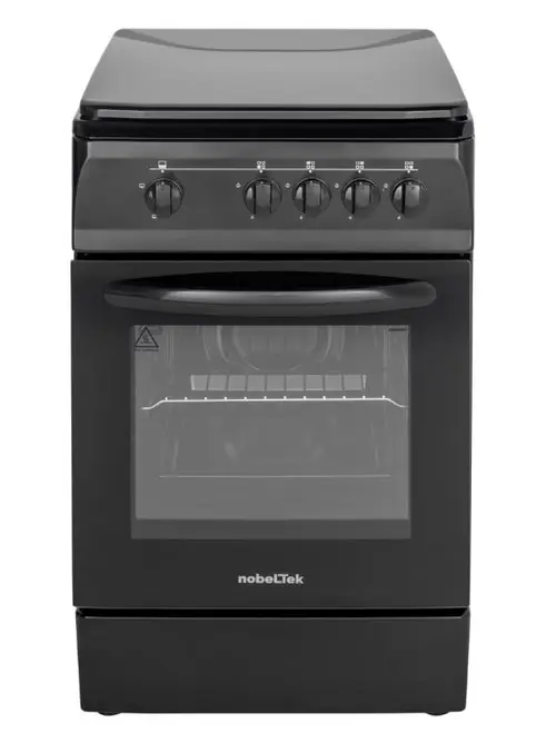 Aragaz NobelTek NLT 5601N/G1, Gaz, 4 arzatoare, Dispozitiv siguranta plita si cuptor (Negru)