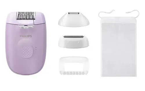 Epilator Philips Seria 4000 BRE257/00, 2 setari de viteza, cap de epilare lavabil, 4 accesorii (Mov)
