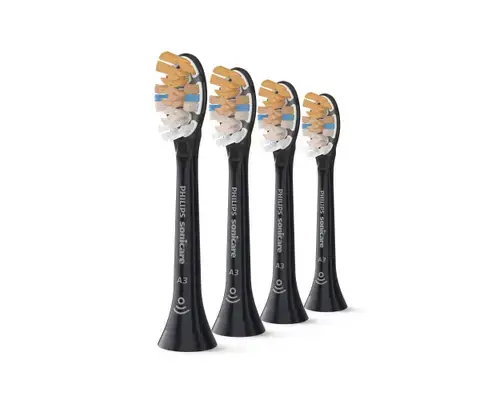 Rezerve Philips Sonicare A3 Premium All in One HX9094/88, pachet de 4 capete de periere standard, sincronizarea modurilor BrushSync (Negru)