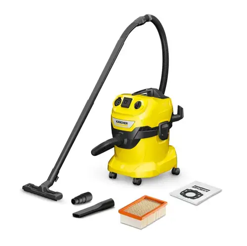 Aspirator Karcher WD 4 P V-20/5/22, umed/uscat, 20 L, 1000W (Galben/Negru)