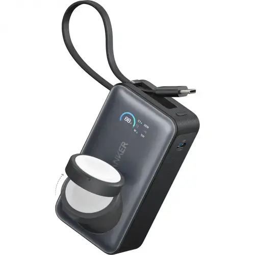 Baterie Externa Wireless Anker MagGo, 10000mAh, 35W, PD + QI, 1 x QI - 2 x USB-C, A1657H11 (Negru)