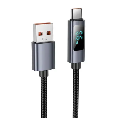 Cablu Date si Incarcare USB-A USB-C HOCO Display X112, 100 W, 1m (Negru)