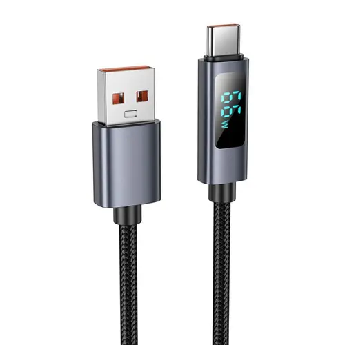 Cablu Date si Incarcare USB-A USB-C HOCO Display X112, 100 W, 1m (Negru)