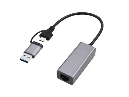 Adaptor de retea Gembird A-USB3AC-LAN-01, USB-A/USB-C (Gri)