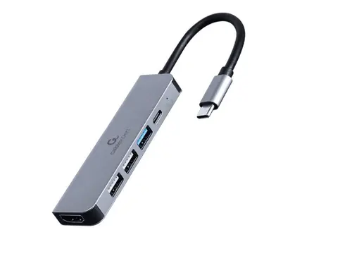 Hub USB Gembird A-CM-COMBO5-03, 3 x USB, 1 x USB-C, 1 x HDMI (Gri)