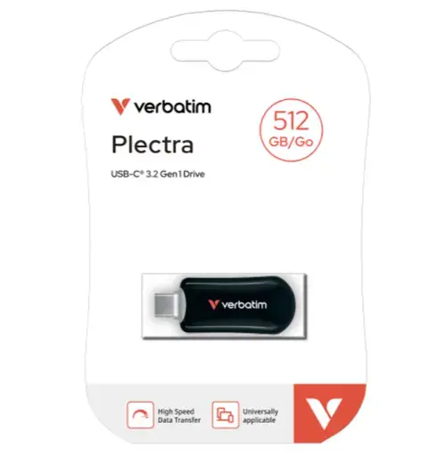Stick Memorie Verbatim Plectra, 512GB, USB-C (Negru)