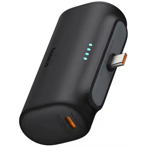 Baterie Externa Baseus Compact P10068306113-00, 5000 mAh, 20 W, PD + FQI, 2 x USB-C (Negru)