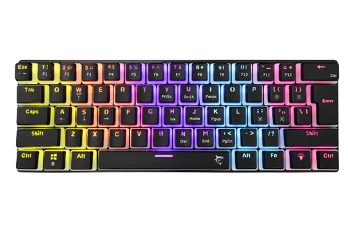 Tastatura Mecanica Gaming cu fir White Shark ASHIKO v2, RED Switch, Tip Compact Carry-On, Full Anti-Ghosting, Taste Iluminate Rainbow LED, Cablu 1.5m (Negru)