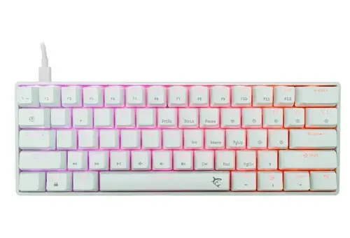 Tastatura Mecanica Gaming cu fir White Shark SHINOBI v2, RED OUTEMU Switch, Tip Compact Carry-On, Full Anti-Ghosting, Taste Iluminate RGB LED, Cablu braided 1.8m, Software (Alb)