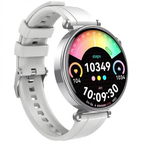 Smartwatch XO Design GT4 Mini, Ecran AMOLED 1.32inch, Autonomie 7 zile, Monitorizare somn si activitate, IP68 (Argintiu)