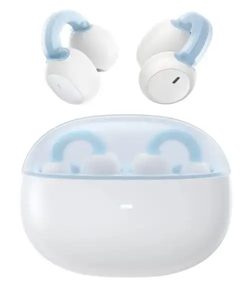 Casti True Wireless Baseus AirGo 1 Ring Open-Ear, Bluetooth, USB Type-C, Autonomie casti 6 ore (Alb)