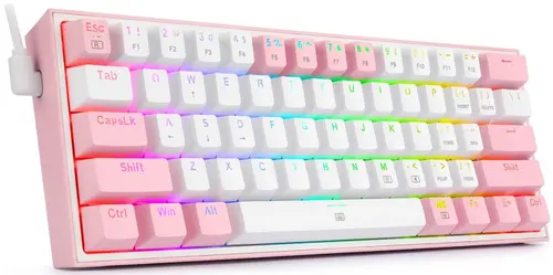 Tastatura Gaming Mecanica Redragon Fizz, iluminare RGB, Wired, USB (Roz)