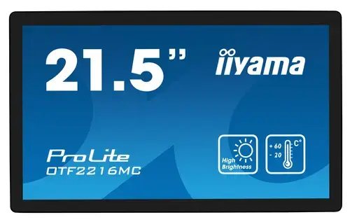 Monitor VA LED Iiyama 21.5inch OTF2216MC-B1, Full HD (1920 x 1080), VGA, HDMI, DisplayPort, Touchscreen (Negru)