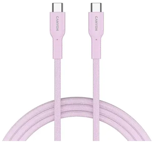 Cablu de date Canyon CND-CCAP60AB10PK, USB-C - USB-C, 1 m (Roz)