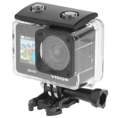 Camera video de actiune Kruger&Matz Sport Vision P400, 4K 60 FPS, 4GB RAM, Wi-Fi, Giroscop, Microfon, Difuzor (Negru)