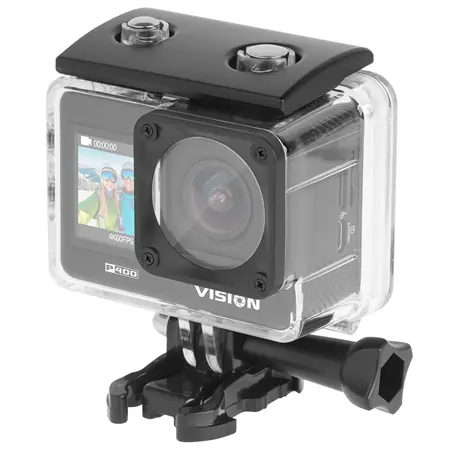 Camera video de actiune Kruger&Matz Sport Vision P400, 4K 60 FPS, 4GB RAM, Wi-Fi, Giroscop, Microfon, Difuzor (Negru)