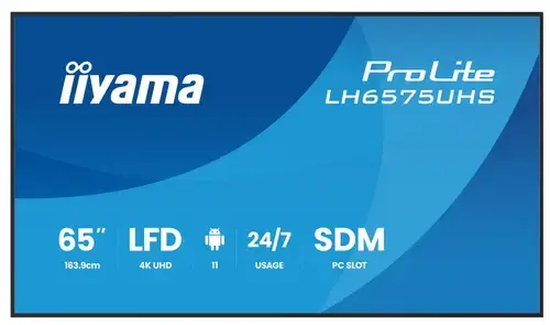 Ecran Profesional IPS LED Iiyama 64.5inch LH6575UHS-B2AG, UHD (3840 x 2160), HDMI, DisplayPort, Boxe (Negru)