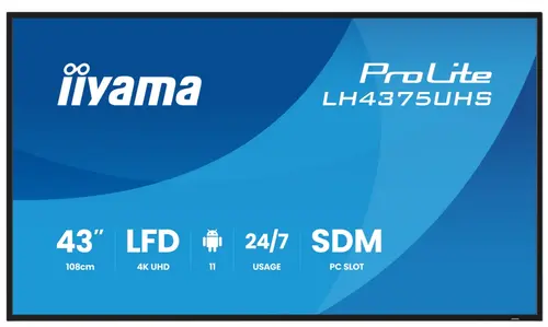 Ecran Profesional IPS LED Iiyama 42.5inch LH4375UHS-B2AG, UHD (3840 x 2160), HDMI, DisplayPort, Boxe (Negru)