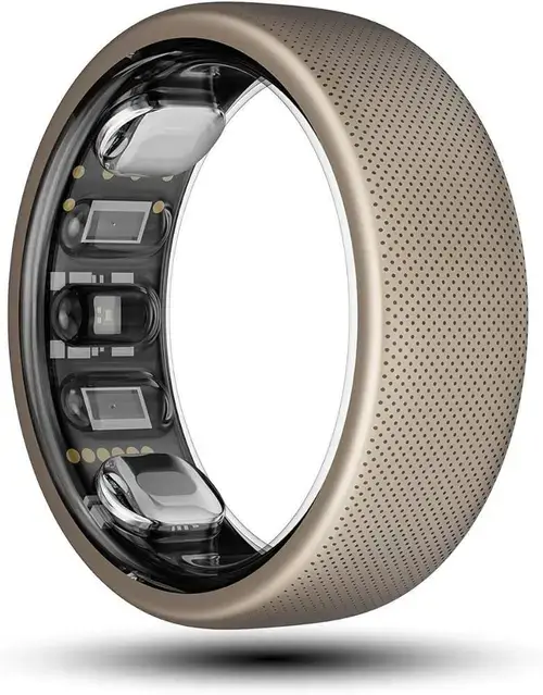 Smart Ring Amazfit Helio Ring, marimea 8, Bluetooth, 10 ATM, Titan (Auriu)