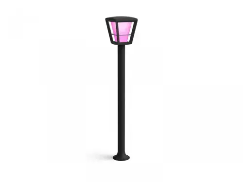 Stalp tip felinar LED RGB pentru exterior Philips Hue Econic, 15W (79W), 1150 lm, lumina alba si color (2000-6500K), IP44, 1000x163mm, Negru
