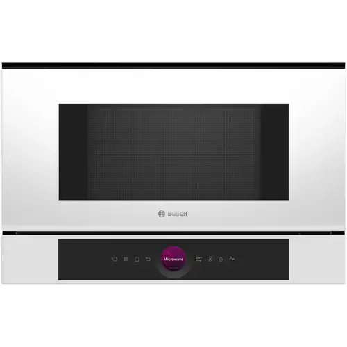 Cuptor cu microunde incorporabil Bosch BFL7221W1, 21 l, 900 W, Autocuratare hidrolitica, AutoPilot 7, Iluminare LED, Control Tactil (Alb)