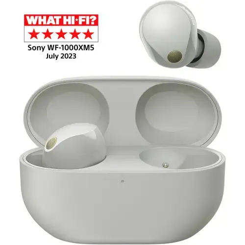 Casti True Wireless In-Ear Sony WF-1000XM5S, Bluetooth, Noise cancelling, Microfon, Autonomie de pana la 24 ore, Incarcare rapida, IPX4 (Alb/Argintiu)